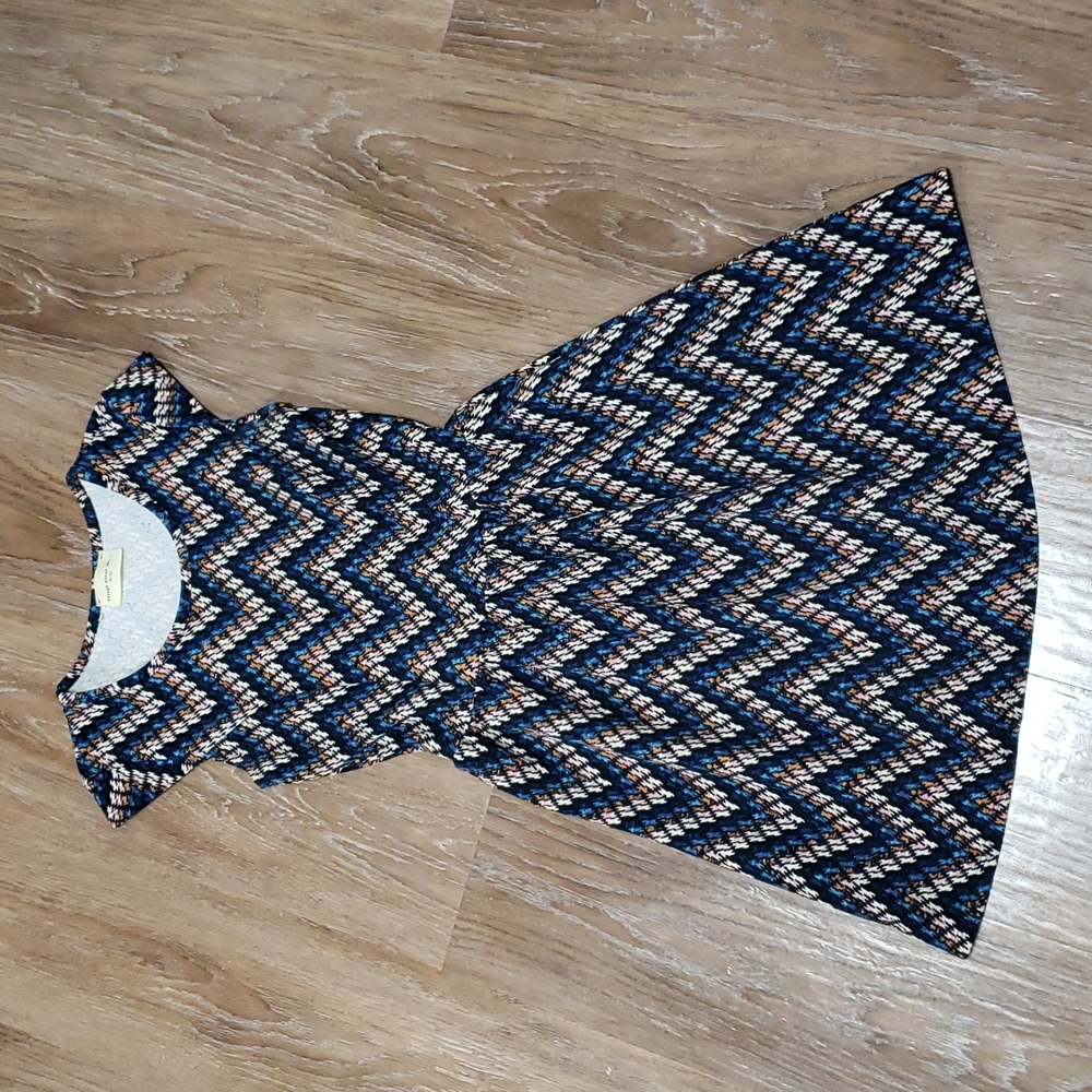 (XS) Enough About Me... Geometric Print Fit & Flare Lightweight Dress Casual